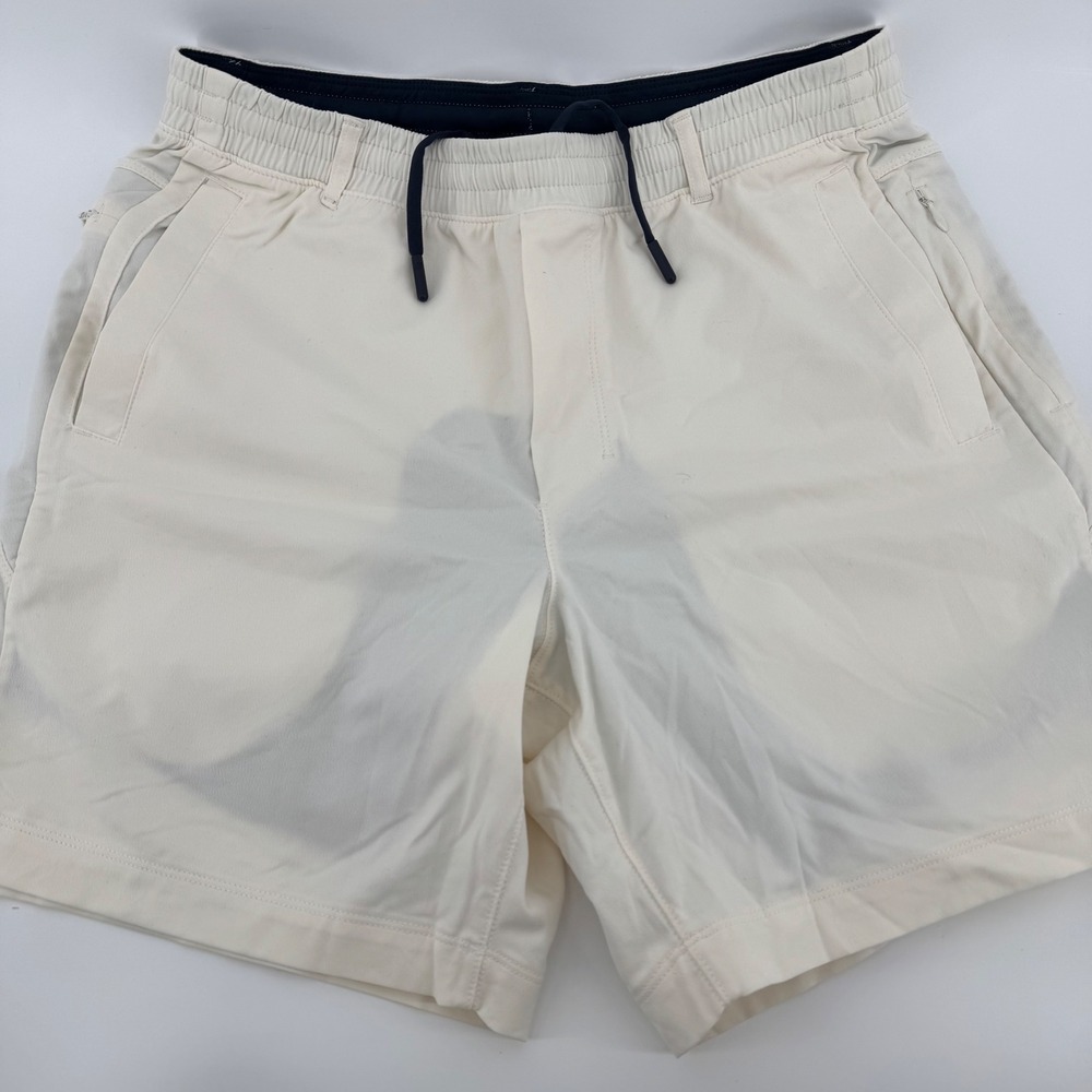 Birddogs Gym Shorts Mens Large Off-White Lined Zipper Pockets Athletic 6" Inseam